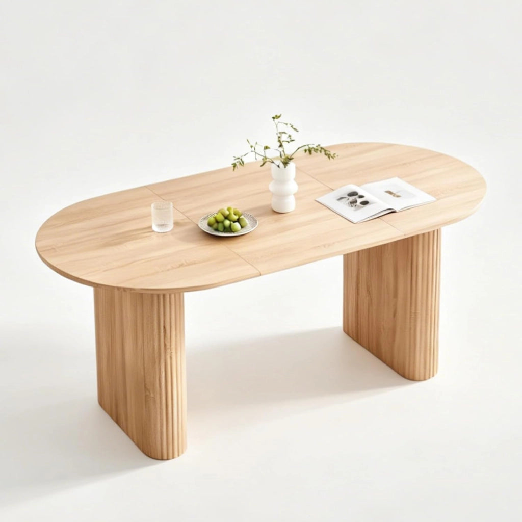 GrandCA HOME Tavolo da Pranzo Rotondo 120 cm, Tavolo da Cucina per 4, Tavolo da Pranzo in Legno con Base a Croce per Cucina, Sala da Pranzo, Soggiorno,Rovere