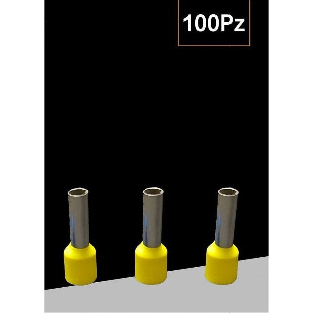 Trade Shop - Confezione 100 Pz Tubetto Capicorda Isolato Per Cavi 16mm² Terminale 12mm E16-12 -