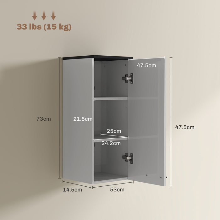 Pensile da Bagno Armadietto a 1 Anta con Ripiani 30x32x73 cm Bianco