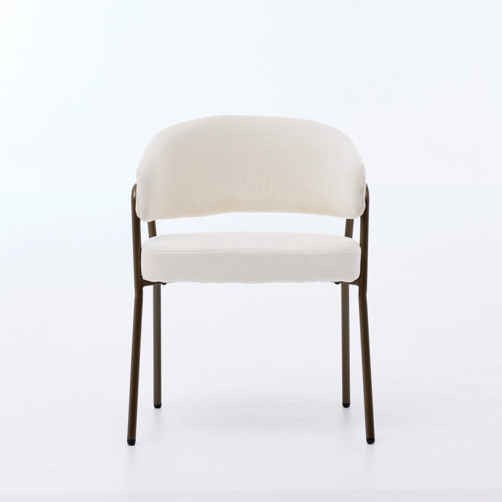 Sedia da Pranzo Imbottita con Braccioli ¨C MINIMAL ¨C Velluto Beige, Gambe in Metallo Ottone