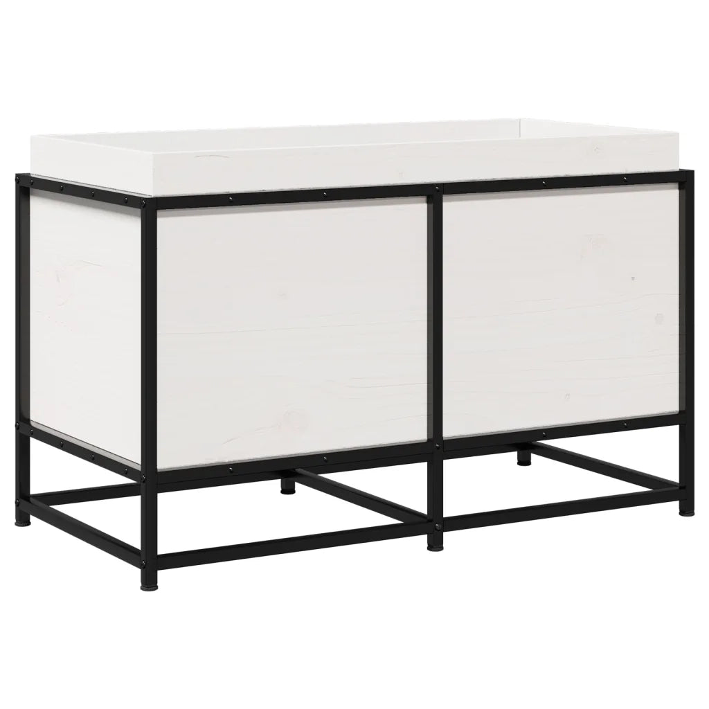Fioriera da Giardino Bianca 80x40x50 cm Legno Massello di Pino 847029