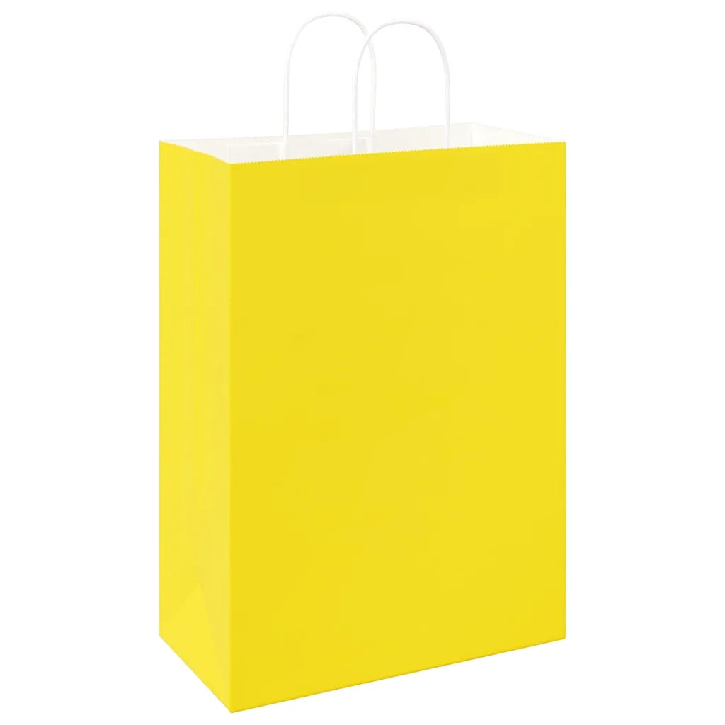 vidaXL Sacchetti di Carta 50 pz con Manici Gialli 32x17x44 cm