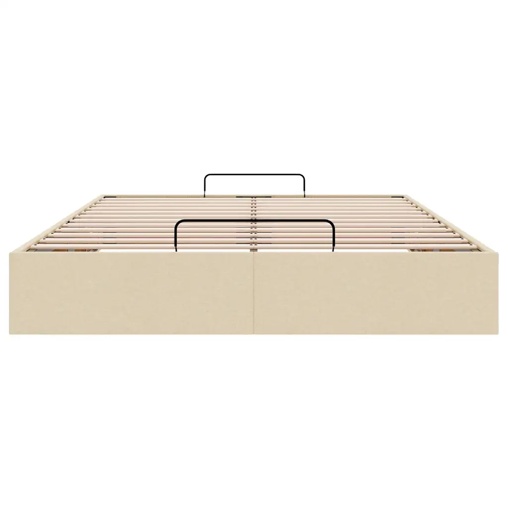 Struttura Letto Pouf senza Materasso Crema 140x190 cm Tessuto
