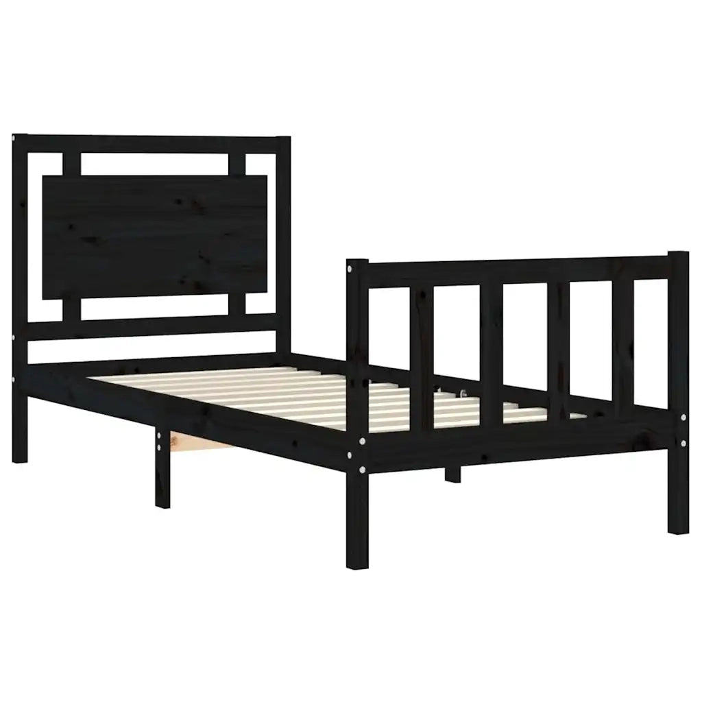 Giroletto con Testiera Nero Small Single in Legno Massello 3192130