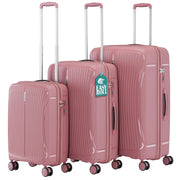 Set 3 Valigie Rigide 90-59-38L Ruote Easy Roll e Manico Telescopico in ABS Rosa