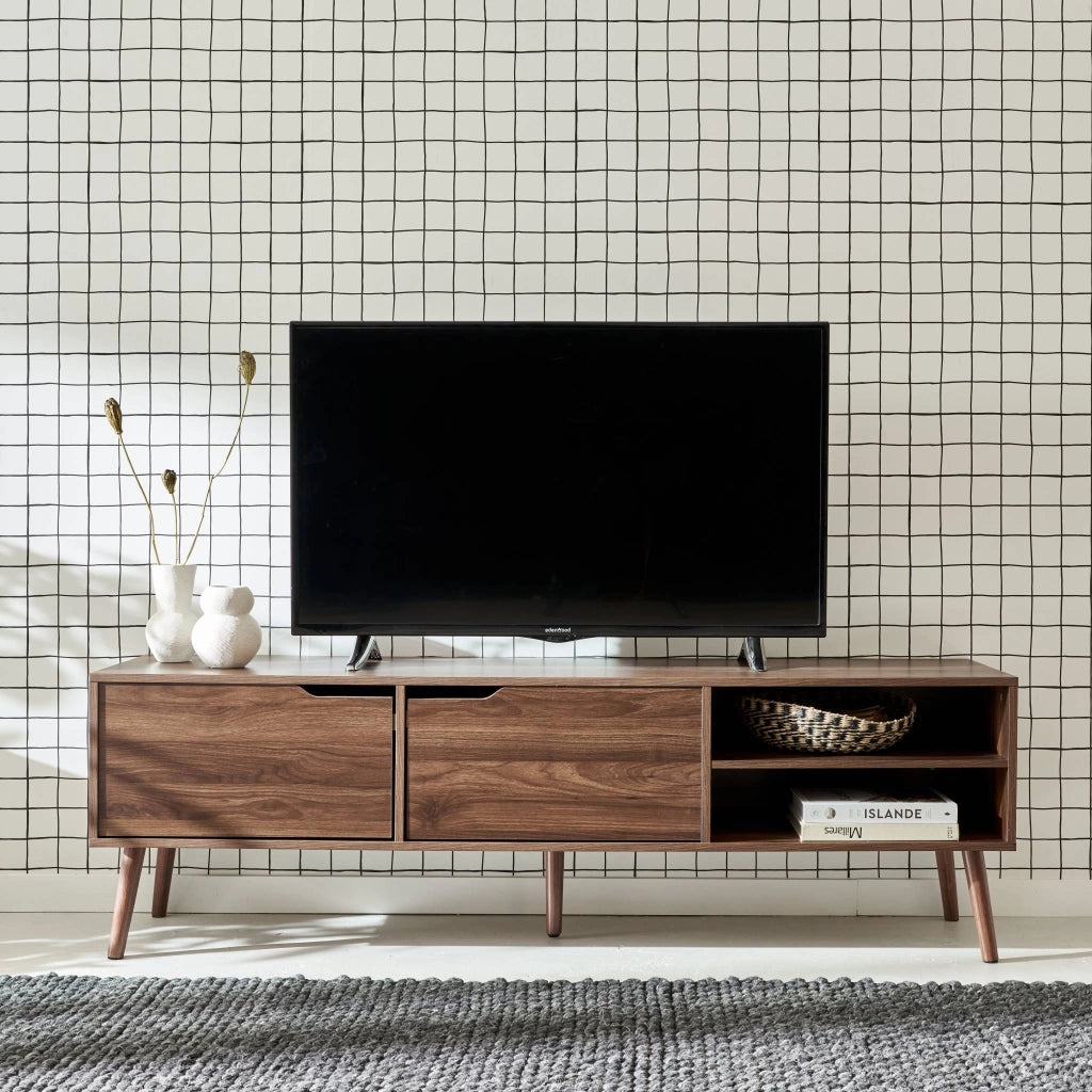 Mobile tv a 2 ante effetto noce, 160cm, marrone