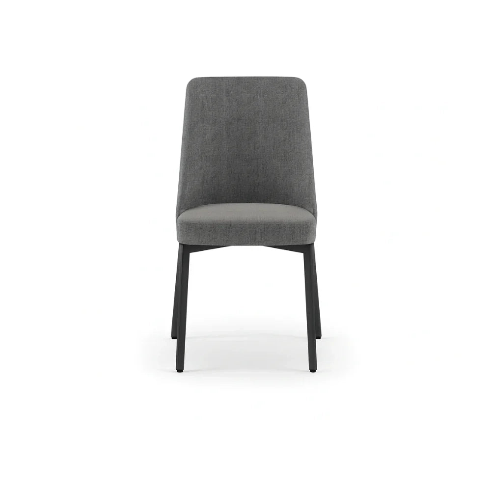 Set di 4 sedie da pranzo imbottite in tessuto grigio scuro Charm con struttura in metallo facili da pulire | Duzzle