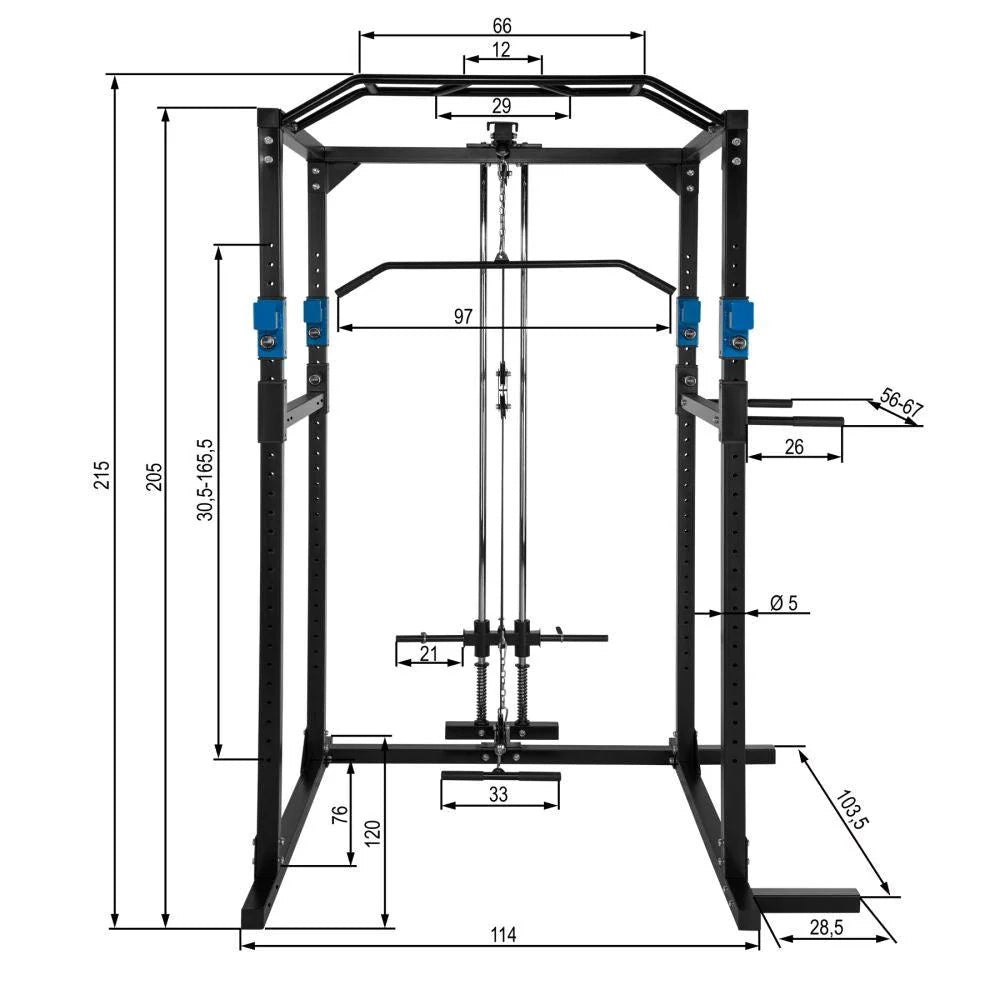 Stazione fitness con gabbia per pesi in acciaio nero/blu 08_0000428