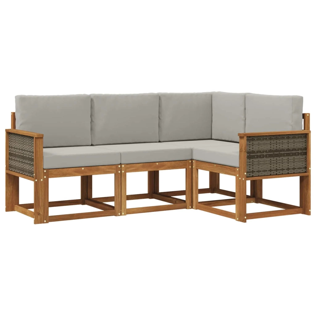 Set di divani da esterno 4 pcs Naturale e Grigio Chiaro