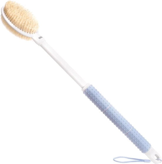 Douchelichaamsborstel con Manubrio Rilegabile da 43-60cm - Borstelli Soffici e Dure - Scrubborstel per Donne, Uomini e Anziani