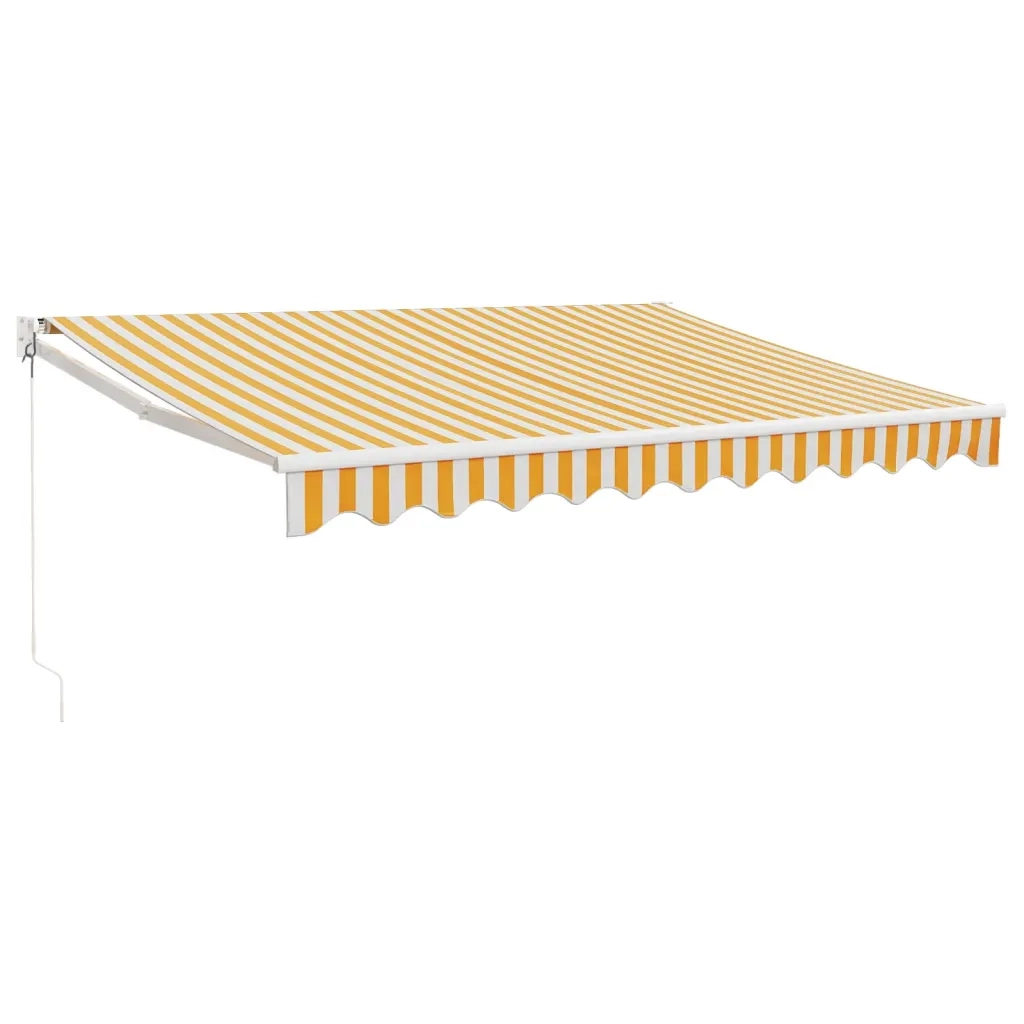 Tenda retrattile-Tenda parasole per balcone Gialla e Bianca 3,5x2,5 m Tessuto e Alluminio 485082