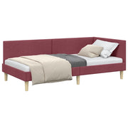 Letto singolo | Letto per adulti | Cornice del letto ad angolo Rosso Vino 90 cm x 190 cm