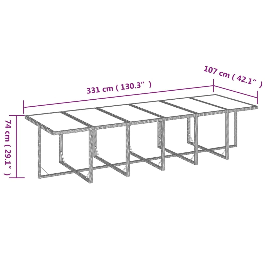 Set da pranzo da giardino da 13 pezzi con cuscini vimini grigio resina vimini 02_0014419