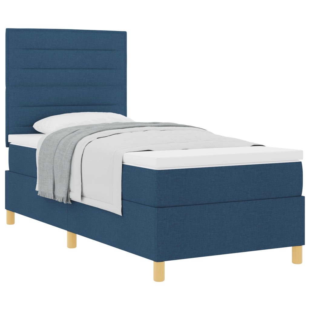 Letto Box Spring e Materasso Blu 100x200 cm Tessuto