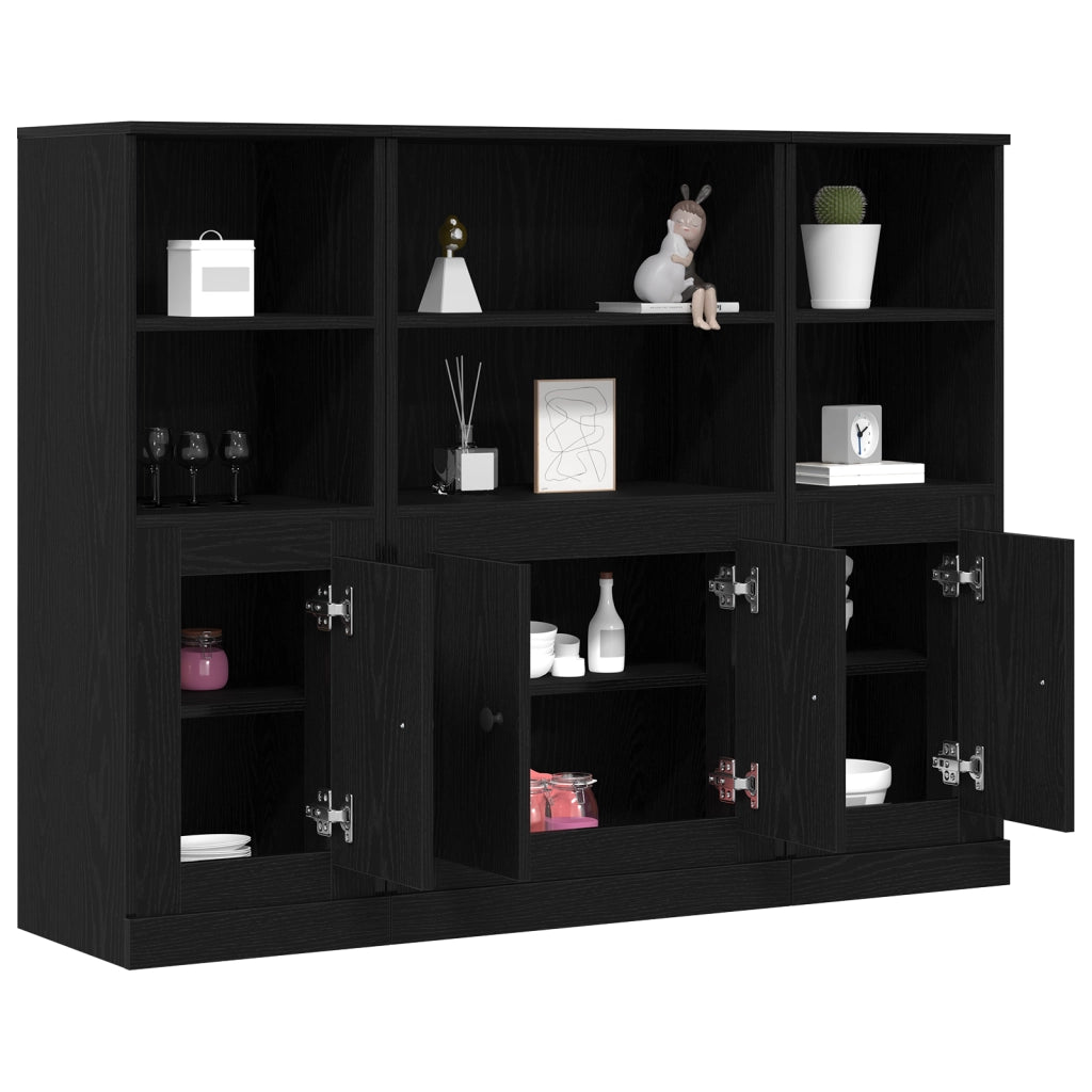 Highboard Nero Rovere 132x35,5x103,5 cm Legno ingegnerizzato