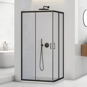 Box doccia angolare 80x120 cm nero opaco con doppio scorrevole  Tay