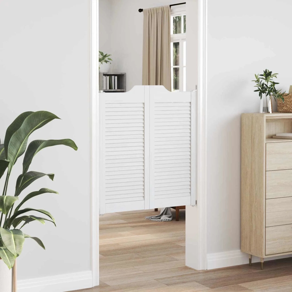 Porte Swing 2 pcs Bianco Legno Massello di Pino