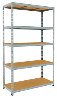 Scaffale in Metallo ad Incastro 5 Ripiani in Legno 120x50xh200 cm Pokerino Zincato