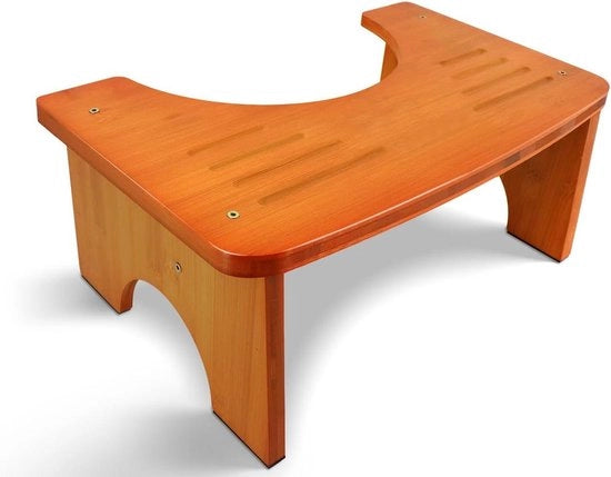 Sedia per Bagno in Bambù Premium | Tavolo per WC in Legno | 35 Gradi | Sostenibile | Forma C | Colore Caffè