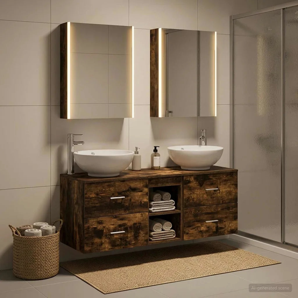 Set di mobili per il bagno 5 pcs Rovere Fumo 3406971