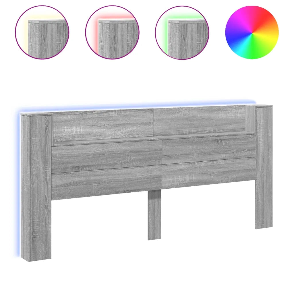 Testiera con Contenitore a LED Grigio Sonoma 220x16,5x103,5 cmcod mxl 114710