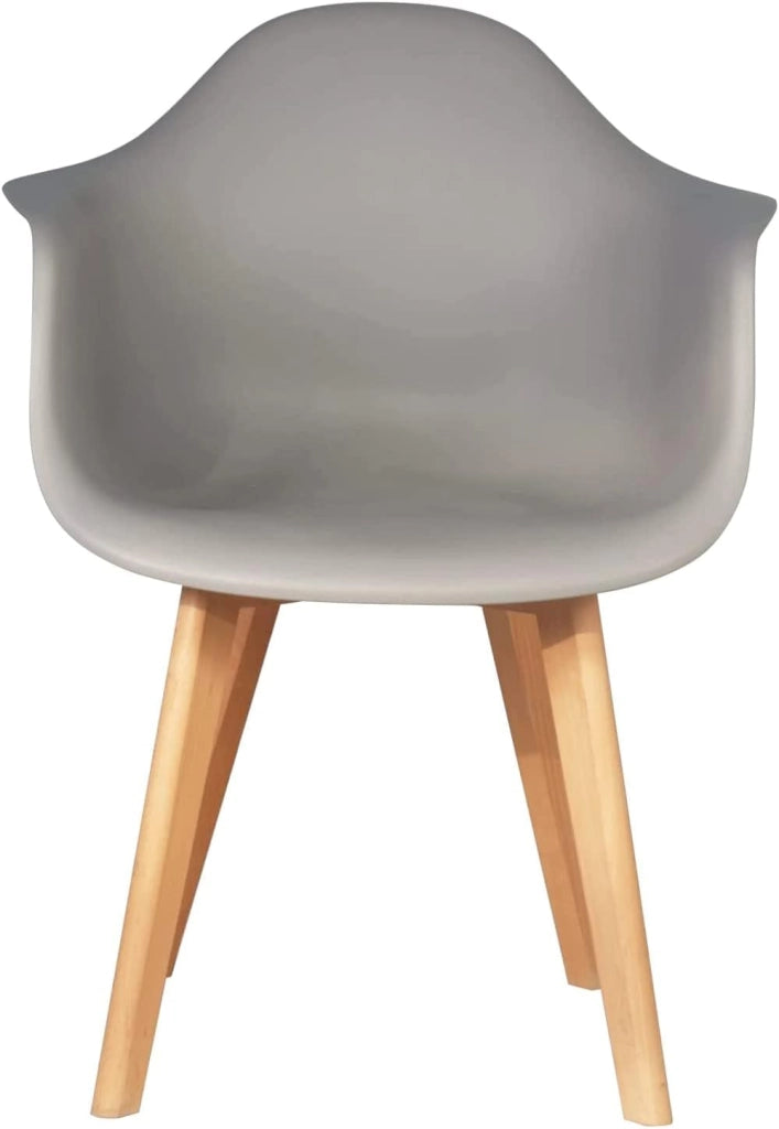 Set di 6 Sedie da Sala da Pranzo con Braccioli, Sedie da Cucina Stile Moderno Poltrone, Gambe in Legno Massello di Faggio, Grigio