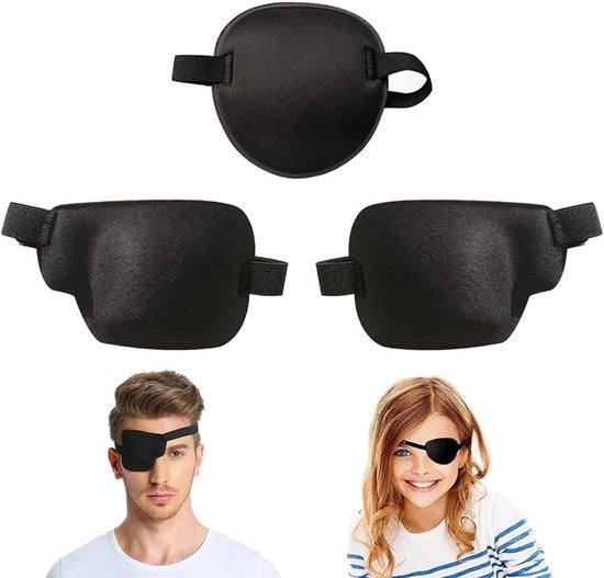 Occhiali protettivi per occhi sinistro e destro - Occhiali protettivi morbidi per adulti con chiusura regolabile (Nero), Set da 3