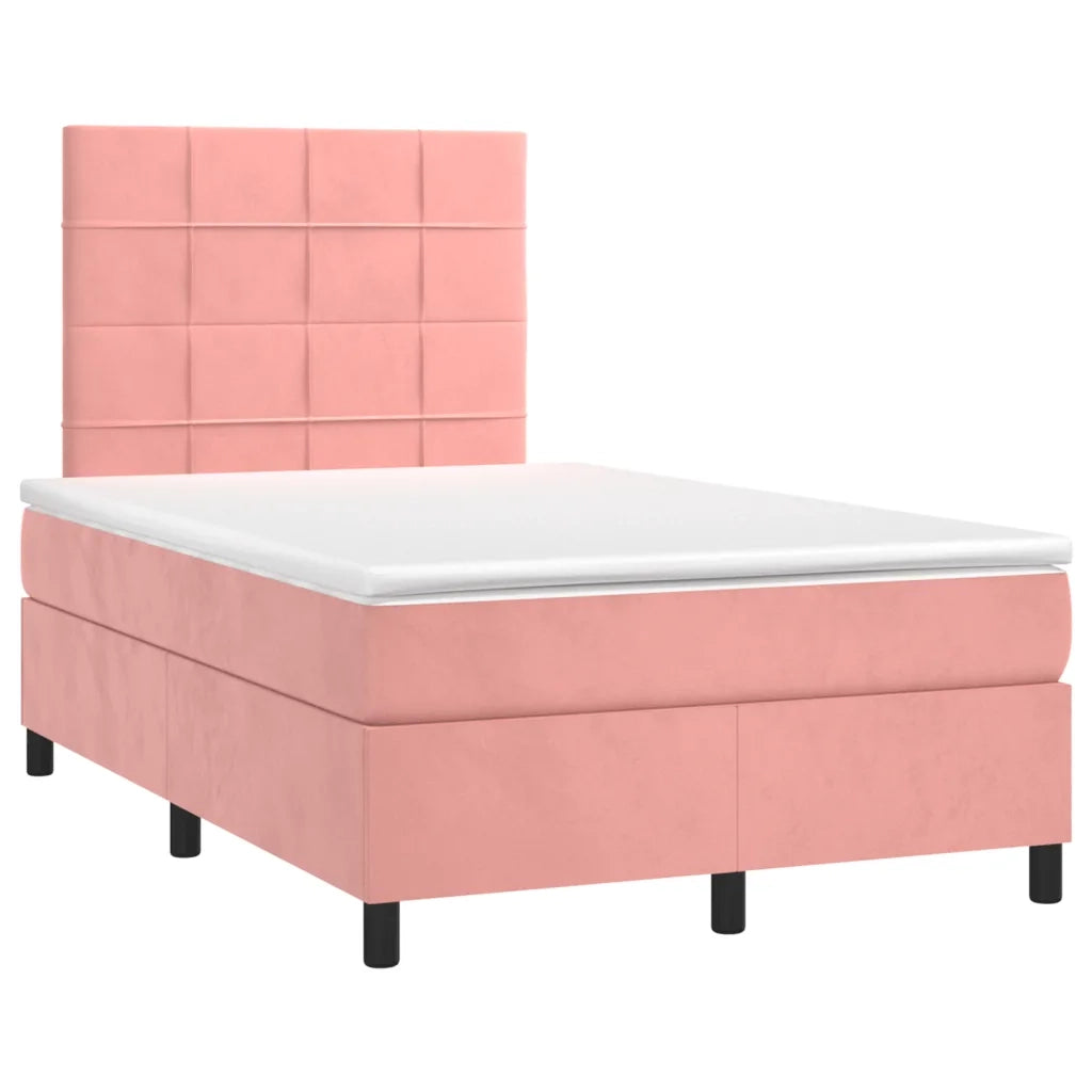 Giroletto a Molle con Materasso Rosa 120x200 cm in Velluto 3143018