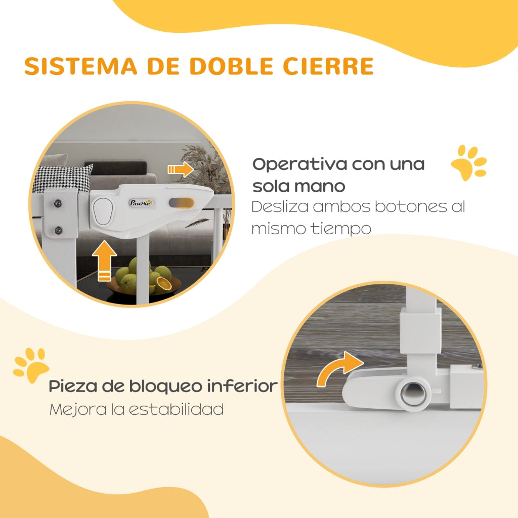 Barriera di Sicurezza Estensibile con Porta ¨C Zephmum ¨C Bianco 74-101x104,1 cm