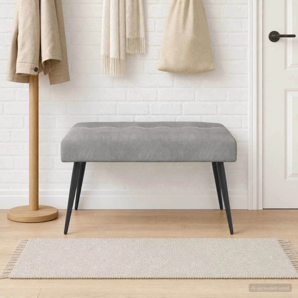 Panchina con bottoni imbottiti Grigio Chiaro 80 x 40 x 46 cm 42038515