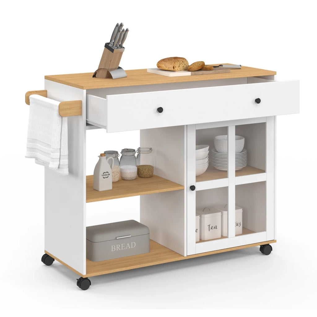 IDMarket - Credenza da cucina ACHILLE XXL con ripiano e armadio in legno e smalto bianco L.100 CM
