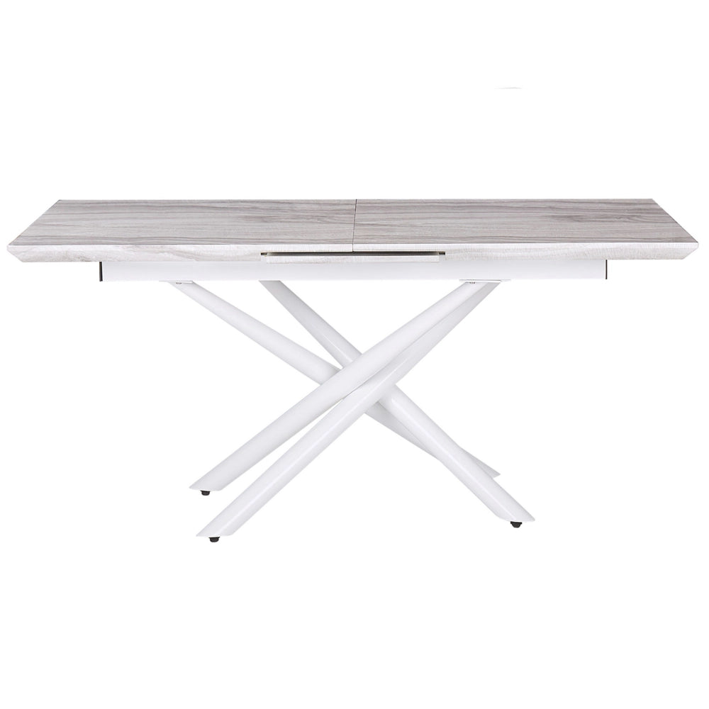 Tavolo da Pranzo Effetto Marmo Piano Tavolo Gambe Bianche MDF Allungabile 160/200 x 90 cm Glam Design Rettangolare