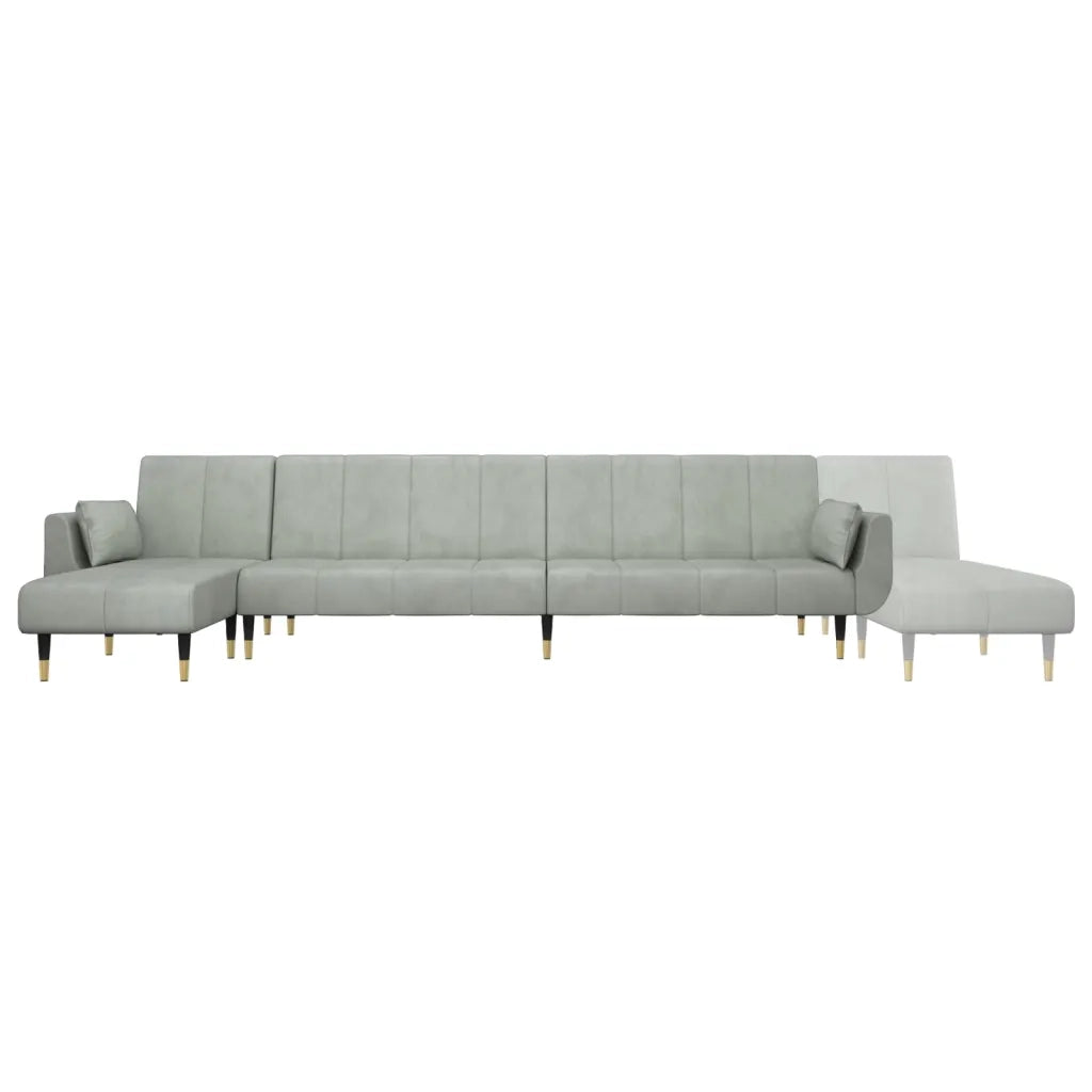Divano Letto a L Grigio Chiaro 275x140x70 cm in Velluto 3157206