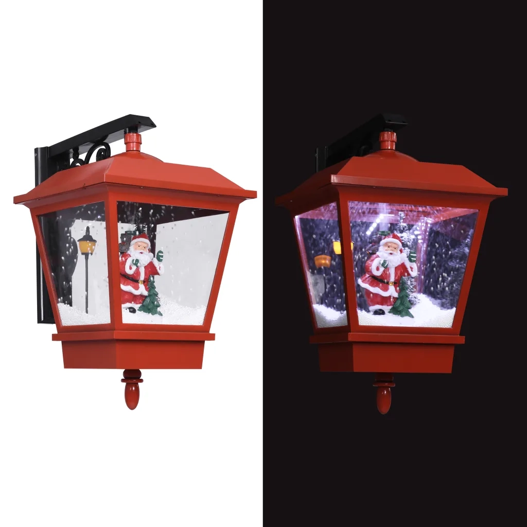 Lampada Natalizia da Parete LED e Babbo Natale Rossa 40x27x45cm CFW9416010