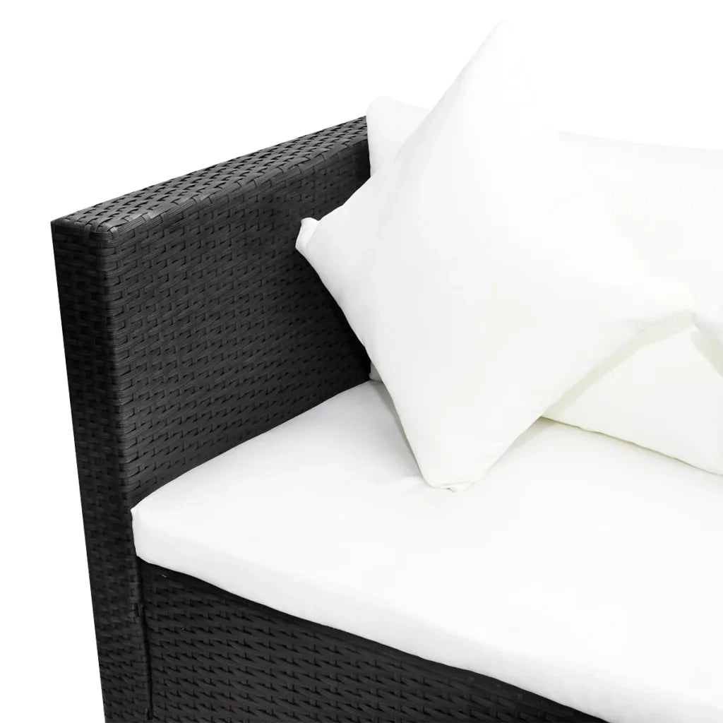 Set Divani da Giardino 4 pz con Cuscini in Polyrattan Nero cod mxl 34957