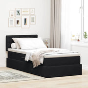 Letto con contenitore LED e materasso Nero 100 x 200 cm Velluto