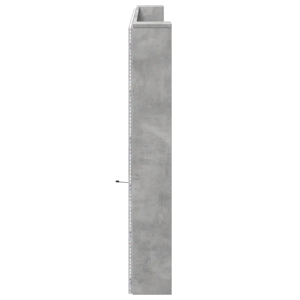 vidaXL Testiera con Contenitore a LED Grigio Cemento 220x16,5x103,5 cm