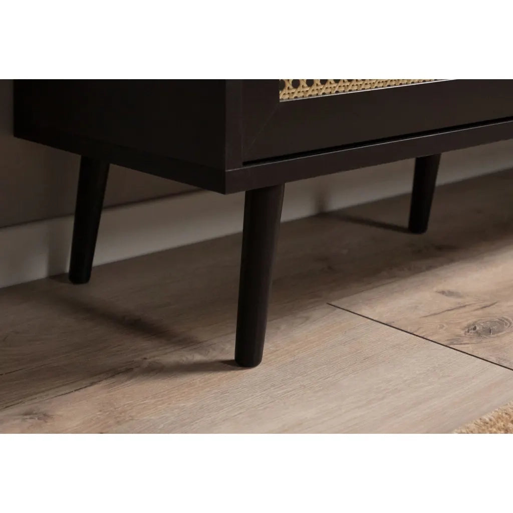 Finori Tavolino da Salotto Vienna 55A Nero con Stampa Rattan 441196