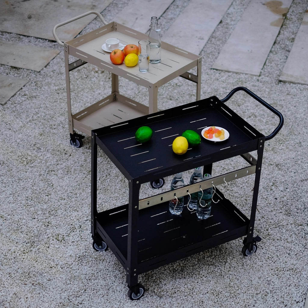 Carrello Portavivande Bard in Acciaio con 2 Ripiani e Ruote 72x77x38 cm - Nero casa.pro