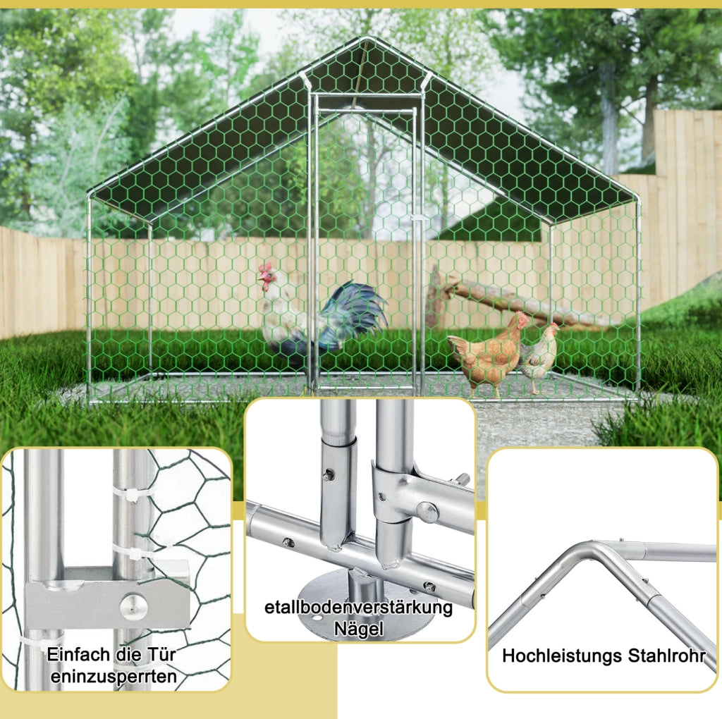 Recinto per polli 3 x 2 x 2 m in acciaio zincato