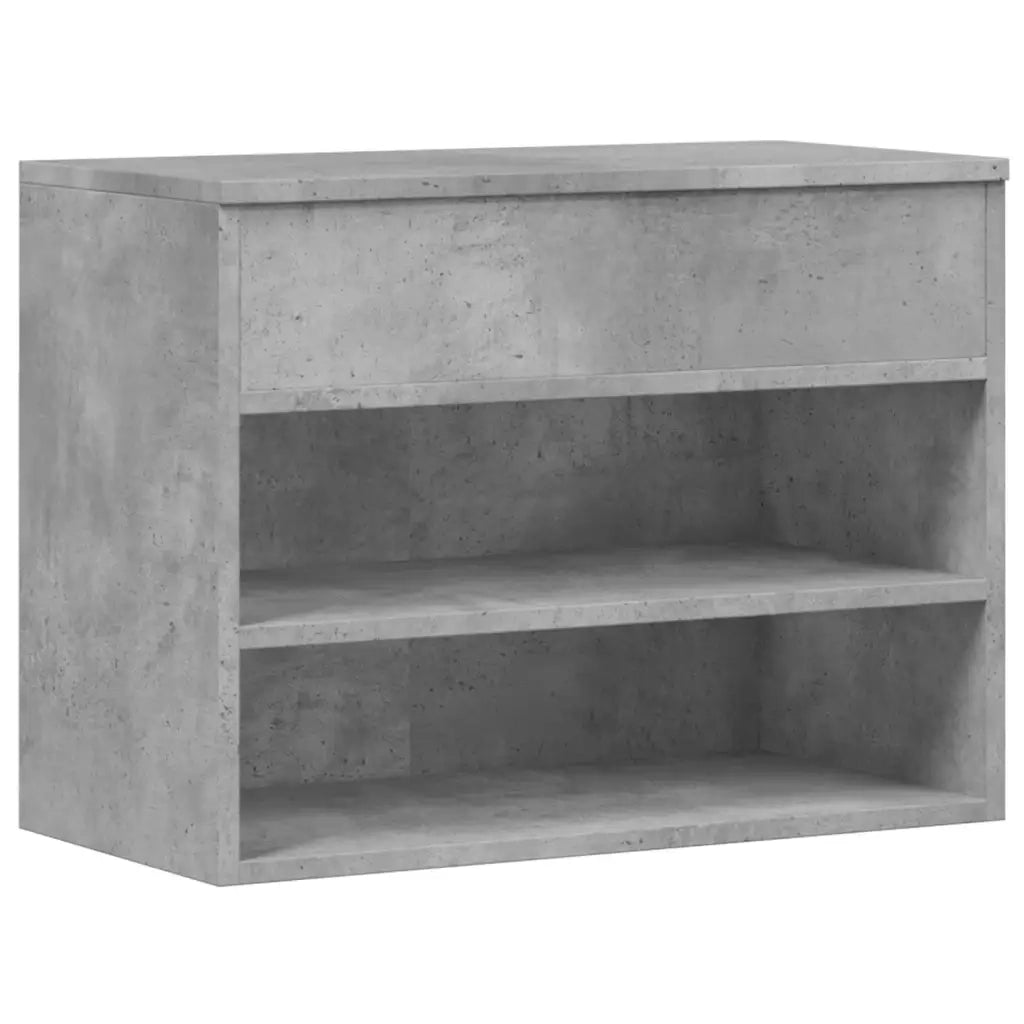 Panca Portascarpe-Sgabello-Panca Scarpiera Grigio Cemento 60x30x45 cm in Truciolato