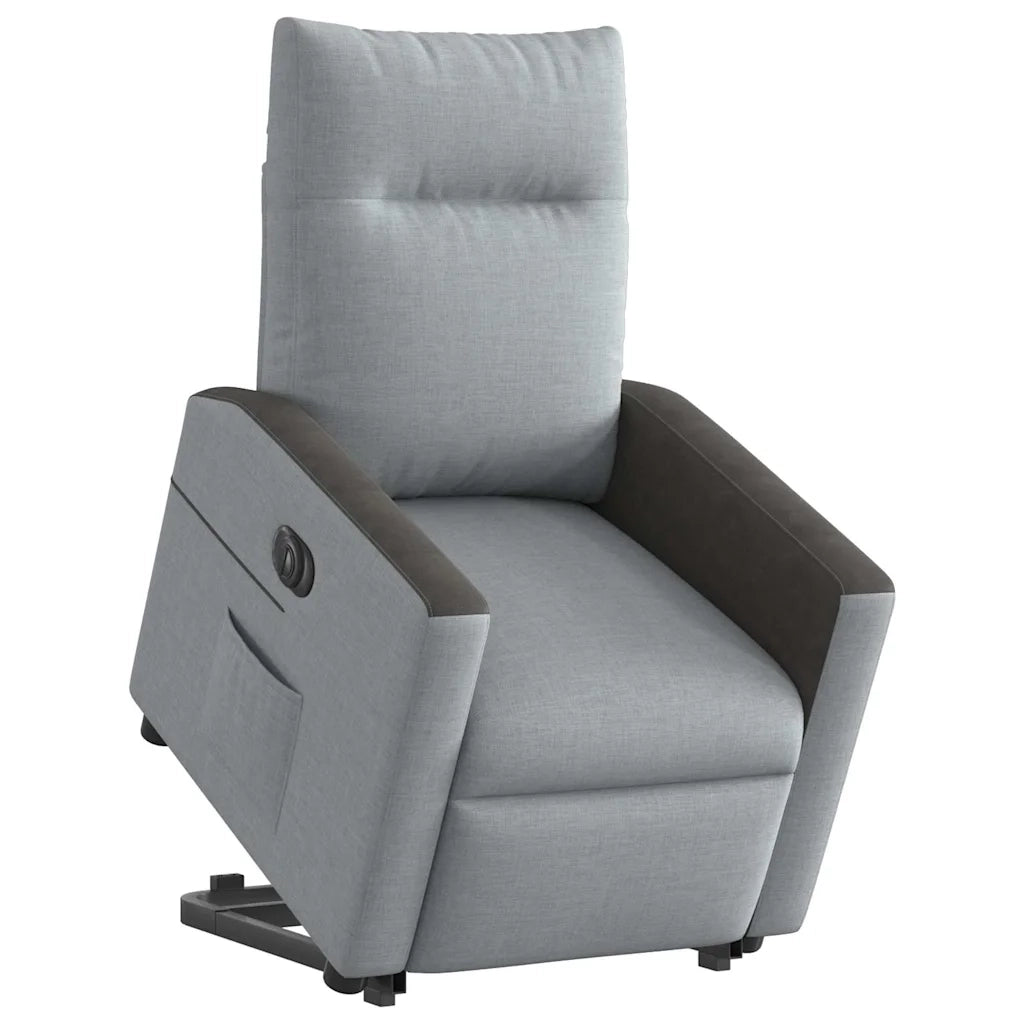 Divano Sedia-Poltrona Reclinante Alzapersona Elettrica Grigio Chiaro Tessuto 908196