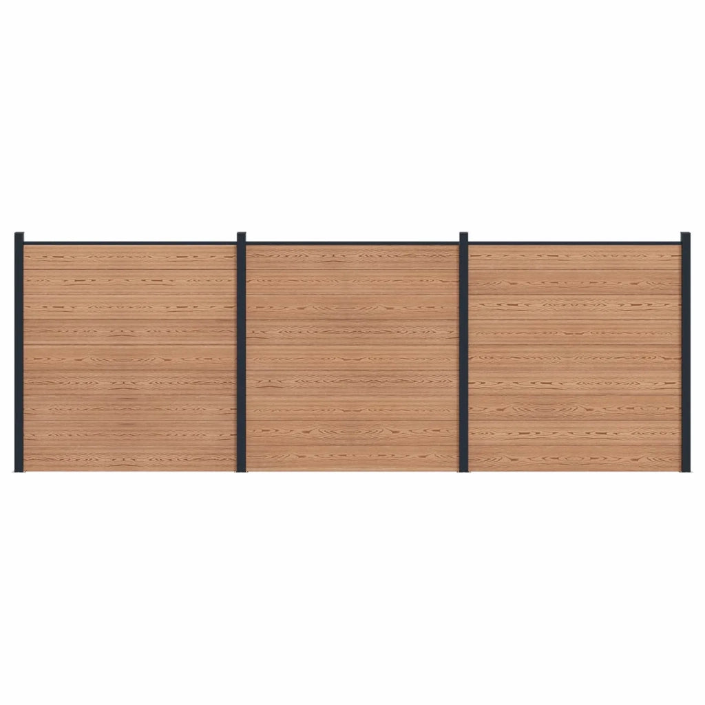 Pannello di Recinzione 3 pcs WPC e Alluminio Marrone