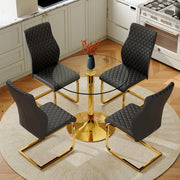 Set tavolo da pranzo rotondo in vetro temperato e 4 sedie nere e oro