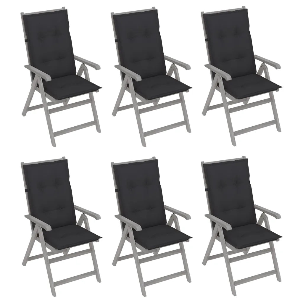 Sedie da Giardino Reclinabili 6 pz con Cuscini Massello Acacia cod mxl 52153