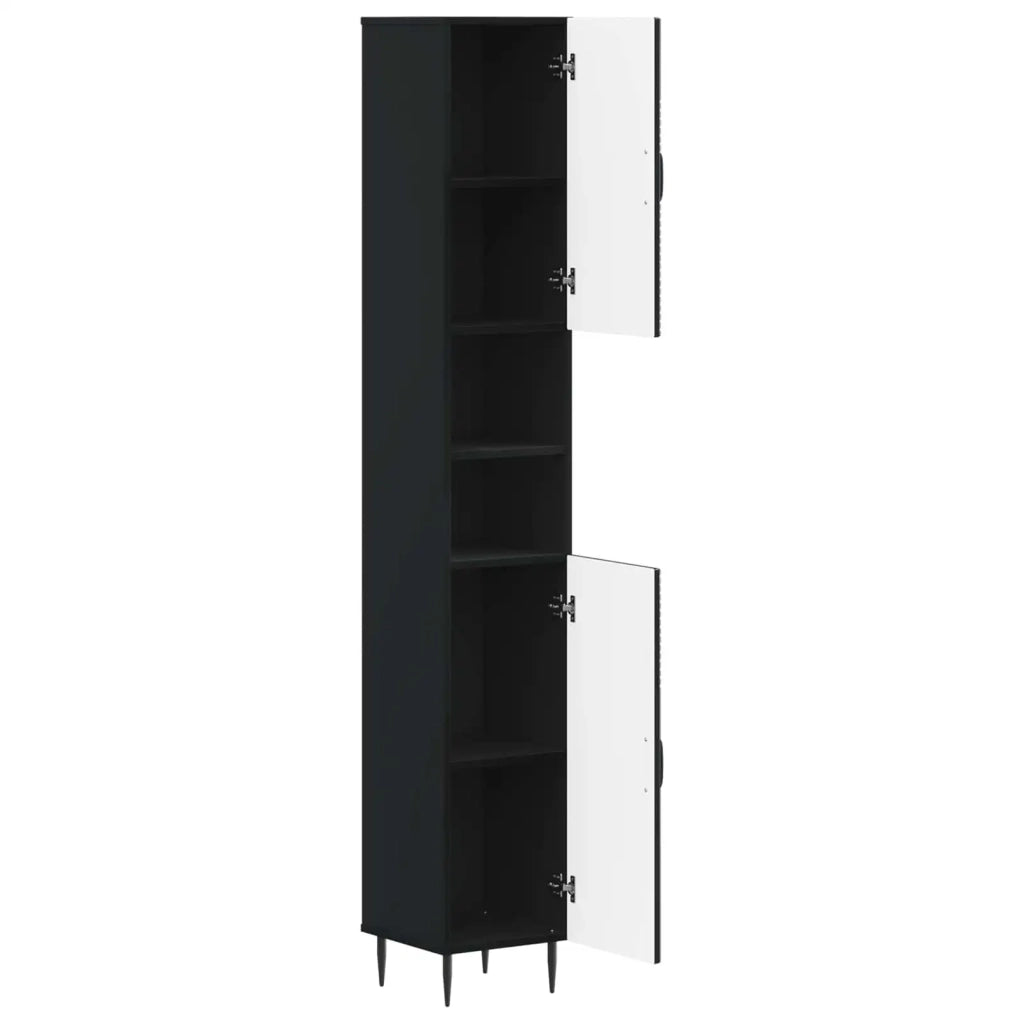 Armadio da Bagno con Ripiano Aperto HAARLEM Nero 896816