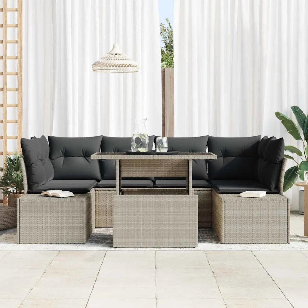 Set Divano da Giardino 7 pcs Grigio chiaro e grigio scuro