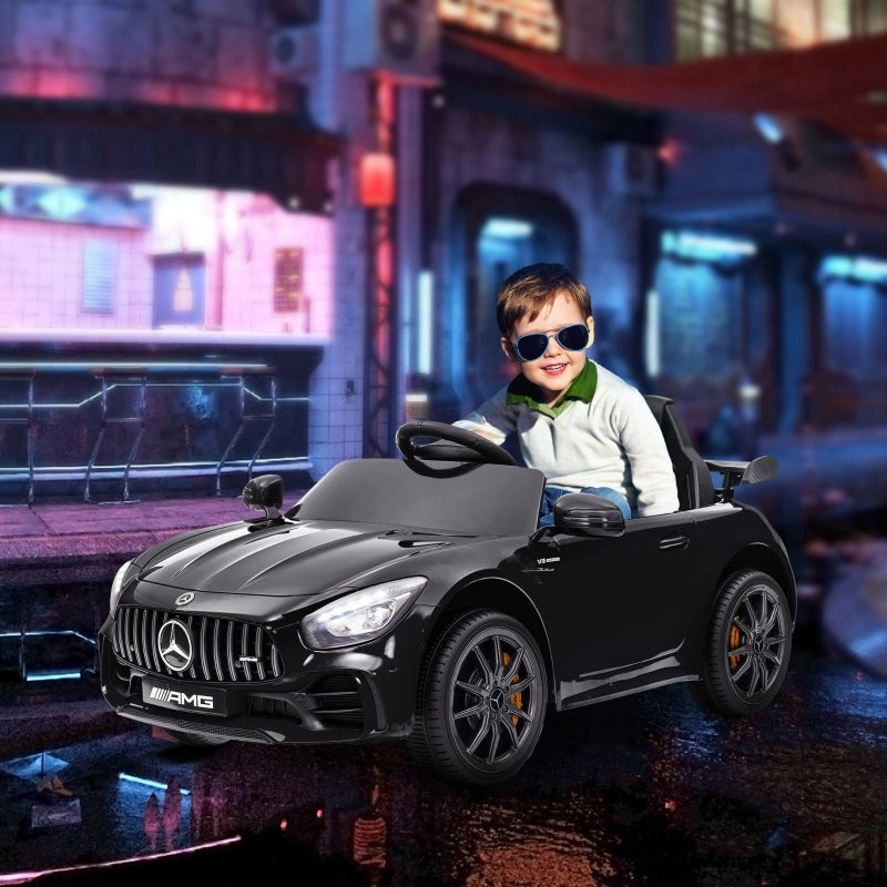Macchina elettrica per bambini, Mercedes, 3-5 km/h, telecomando, luci e musica, nera