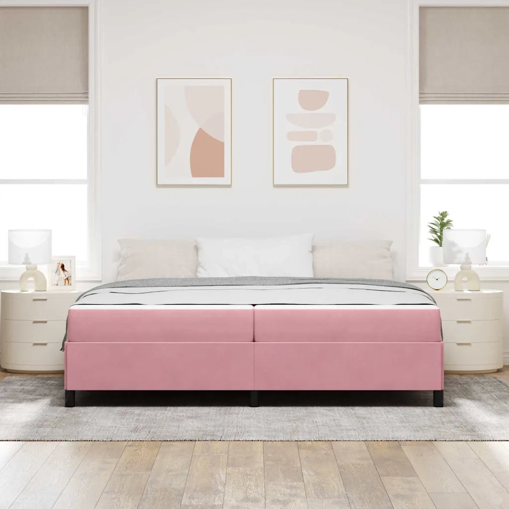 Struttura del letto con materasso Rosa 200 x 200 cm Tessuto 3399089