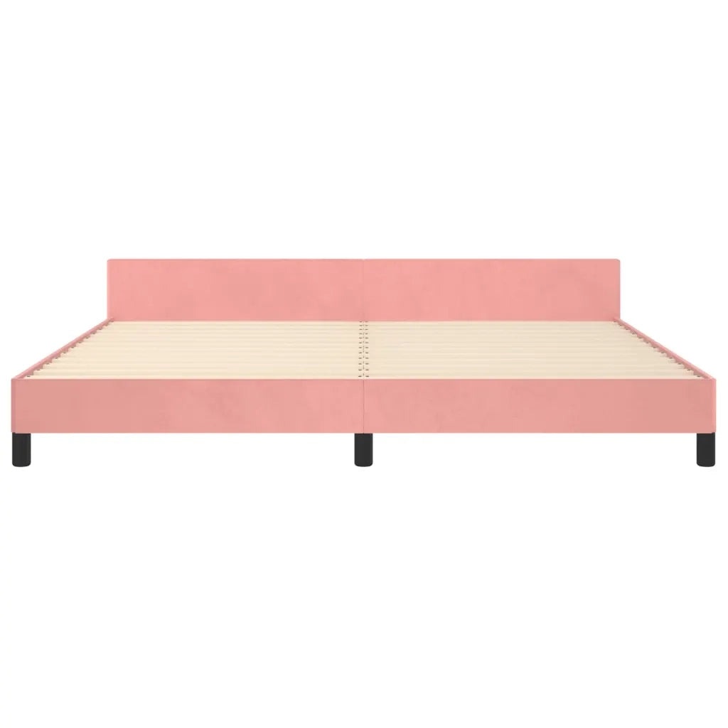 Giroletto con Testiera-Struttura Letto con testiera Rosa 200x200 cm in Velluto 156013